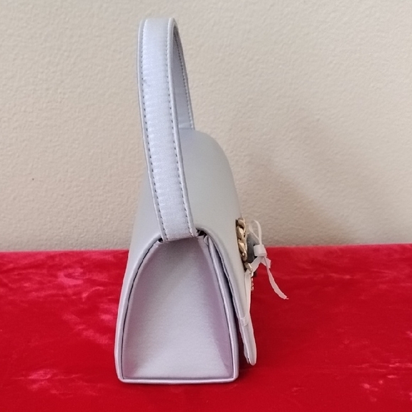 NWOT Elegant  Light Blue Handbag with Gold Accent - Picture 3 of 9